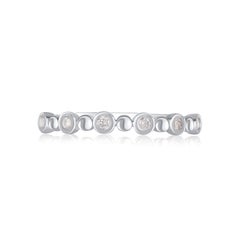 TJD 0.12 Carat Brilliant Diamond 14KT White Gold Stackable Wedding Band Ring
