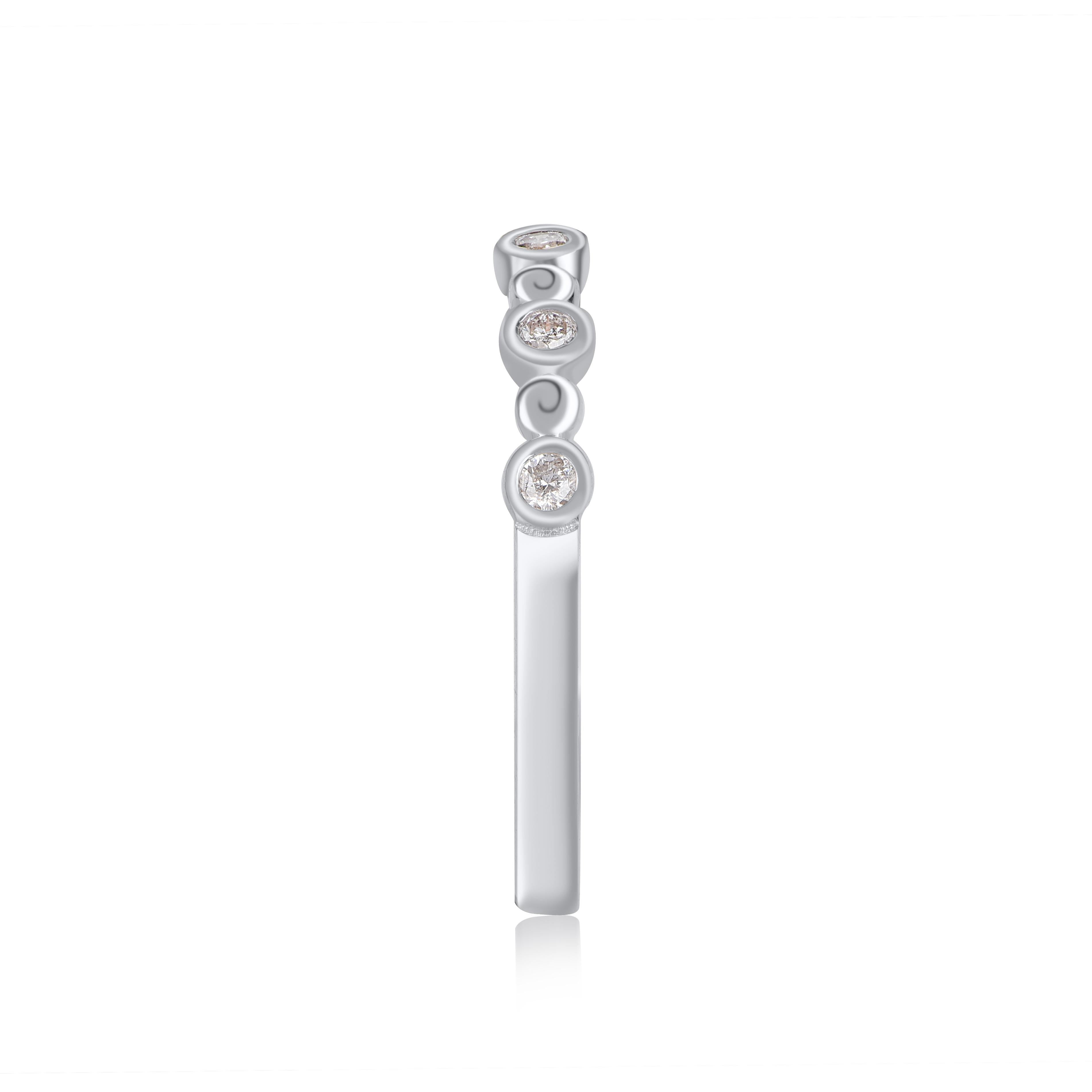 TJD 0,12 Karat Brillant Diamant 14KT Weißgold Stapelbarer Ehering (Brillantschliff) im Angebot