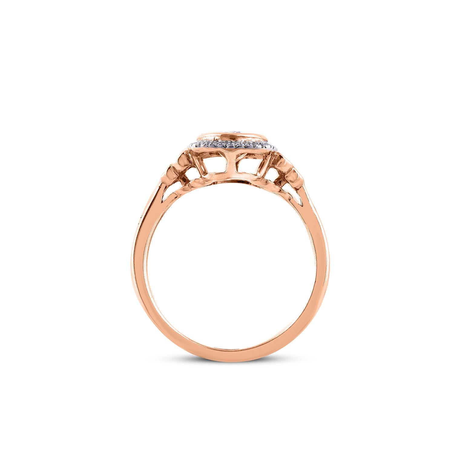 TJD 0.12 Carat Diamond and 8X6 mm Oval shape Morganite 14 Karat Rose Gold Ring In New Condition For Sale In New York, NY