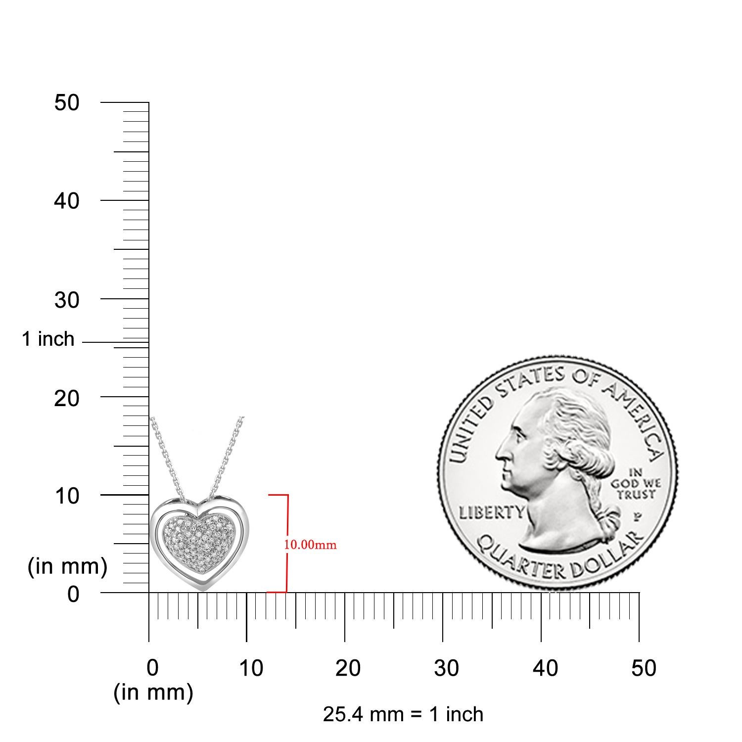Taglio singolo TJD Collana con ciondolo a cuore in oro bianco 14 carati con diamante naturale da 0,12 carati in vendita