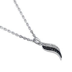 TJD 0.12 Carat Natural Diamond 14 Karat White Gold Leaf Shaped Pendant Necklace