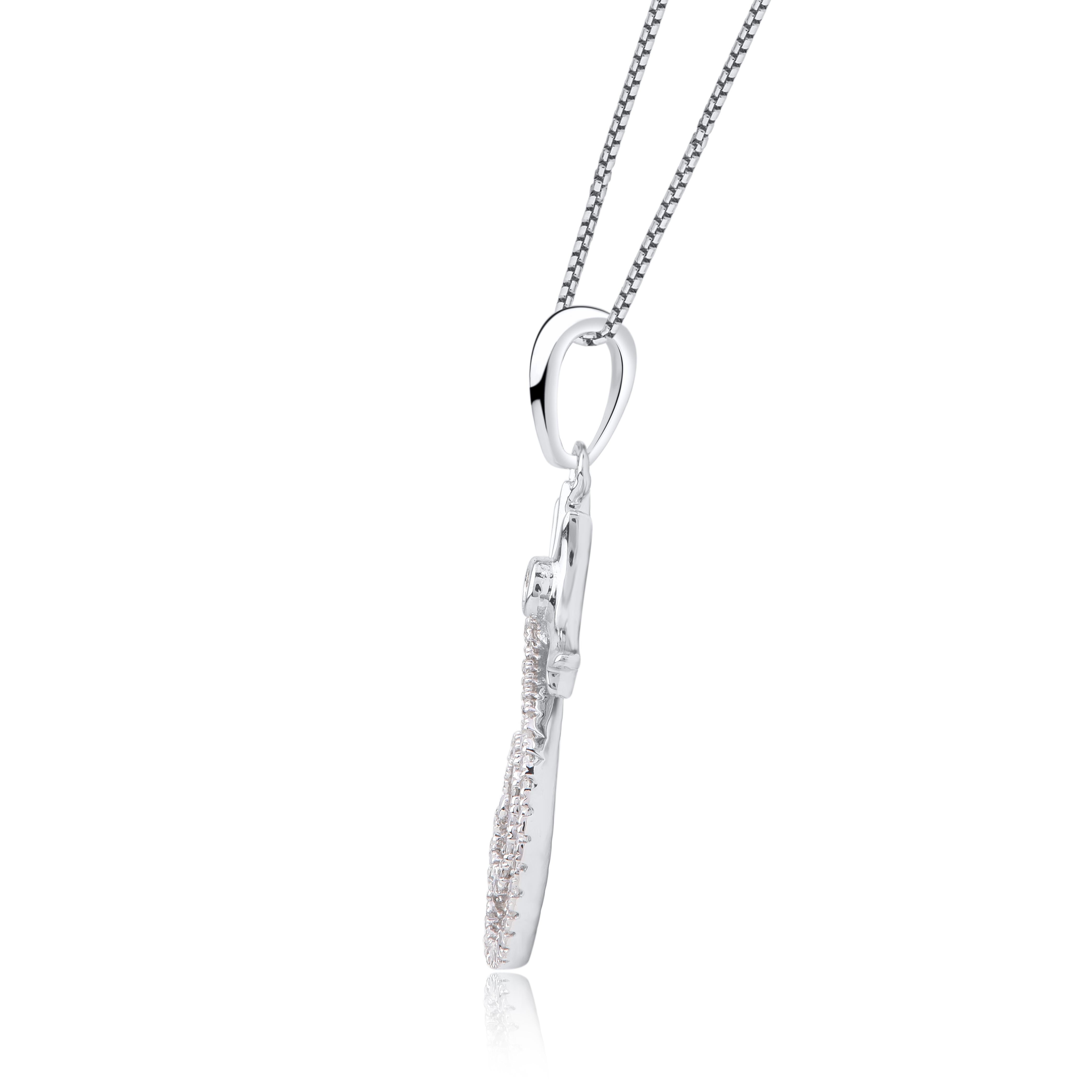 TJD 0,12 Karat natürlicher Diamant 14 Karat Weißgold Seepferdchen-Anhänger Halskette (Rundschliff) im Angebot