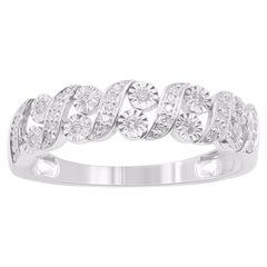TJD 0.12 Carat Natural Diamond 14KT White Gold Wedding Band Ring