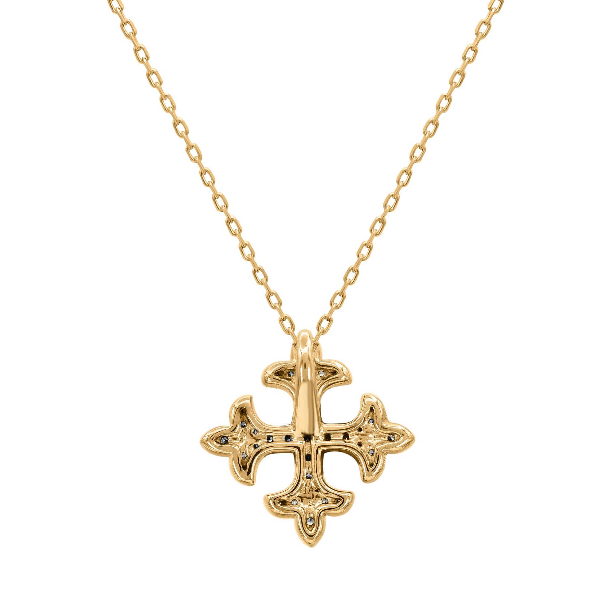 Contemporain Collier pendentif vintage en or jaune 14 carats avec diamants naturels 0,12 carat TJD en vente