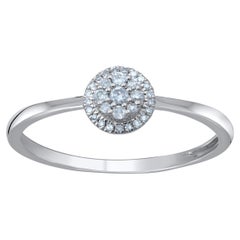 Bague grappe de diamants ronds naturels de 0,12 carat en or blanc 14 carats TJD