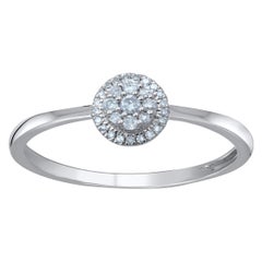 TJD 0.12 Carat Natural Round Cut Diamond Cluster Ring in 14 Karat White Gold
