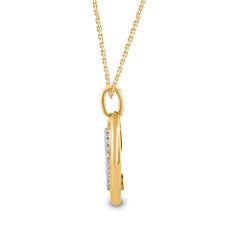 TJD, collana con ciondolo a cuore in oro 14 carati con diamante rotondo naturale da 0,12 carati
