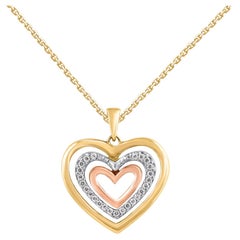 TJD 0.12 Carat Natural Round Diamond 14 Karat Gold Heart Pendant Necklace