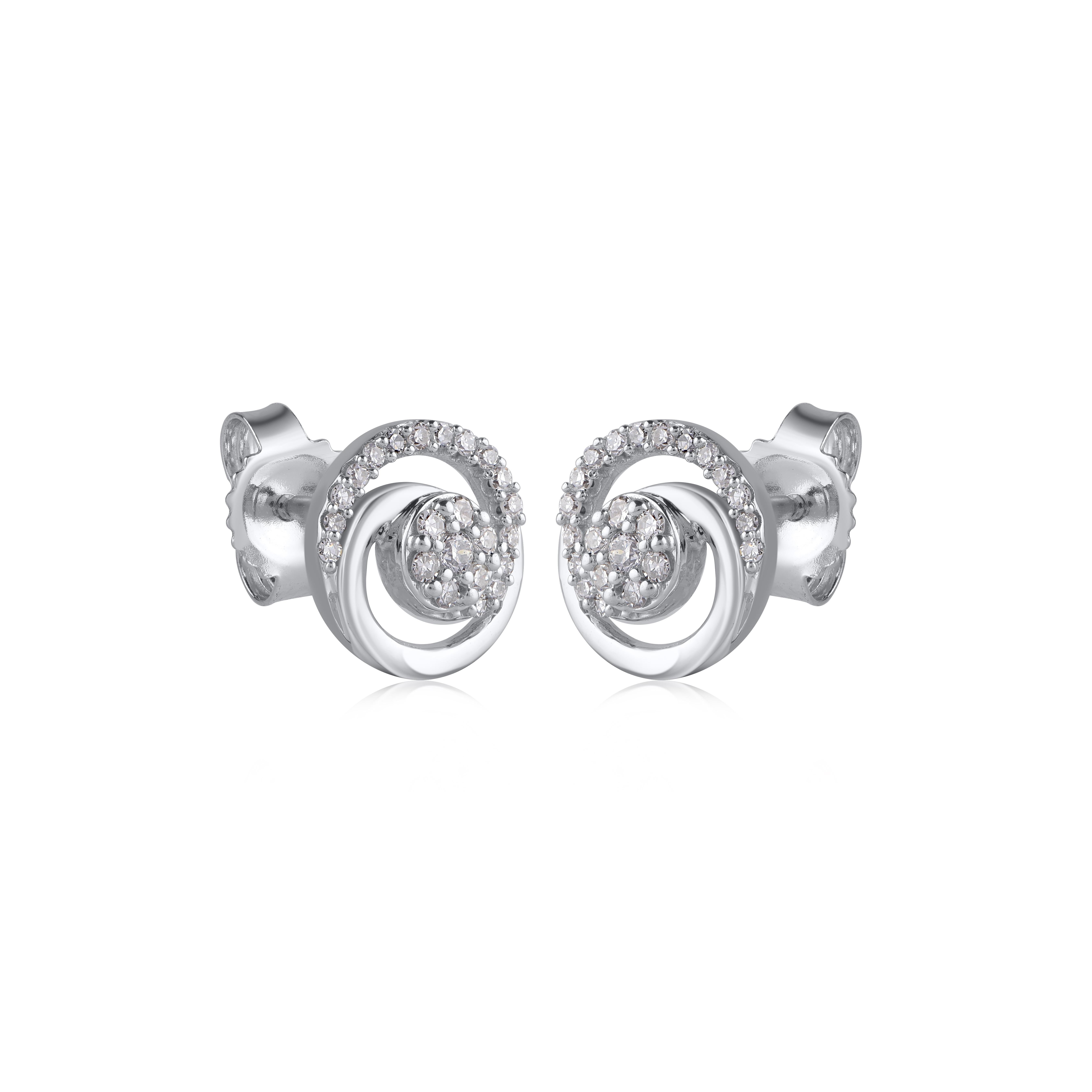 Timeless and elegant, these diamond stud earring are a style you'll wear with every look in your wardrobe. This earring is beautifully designed and studded with 46 natural brilliant and single cut diamond set in prong setting. We only use natural,