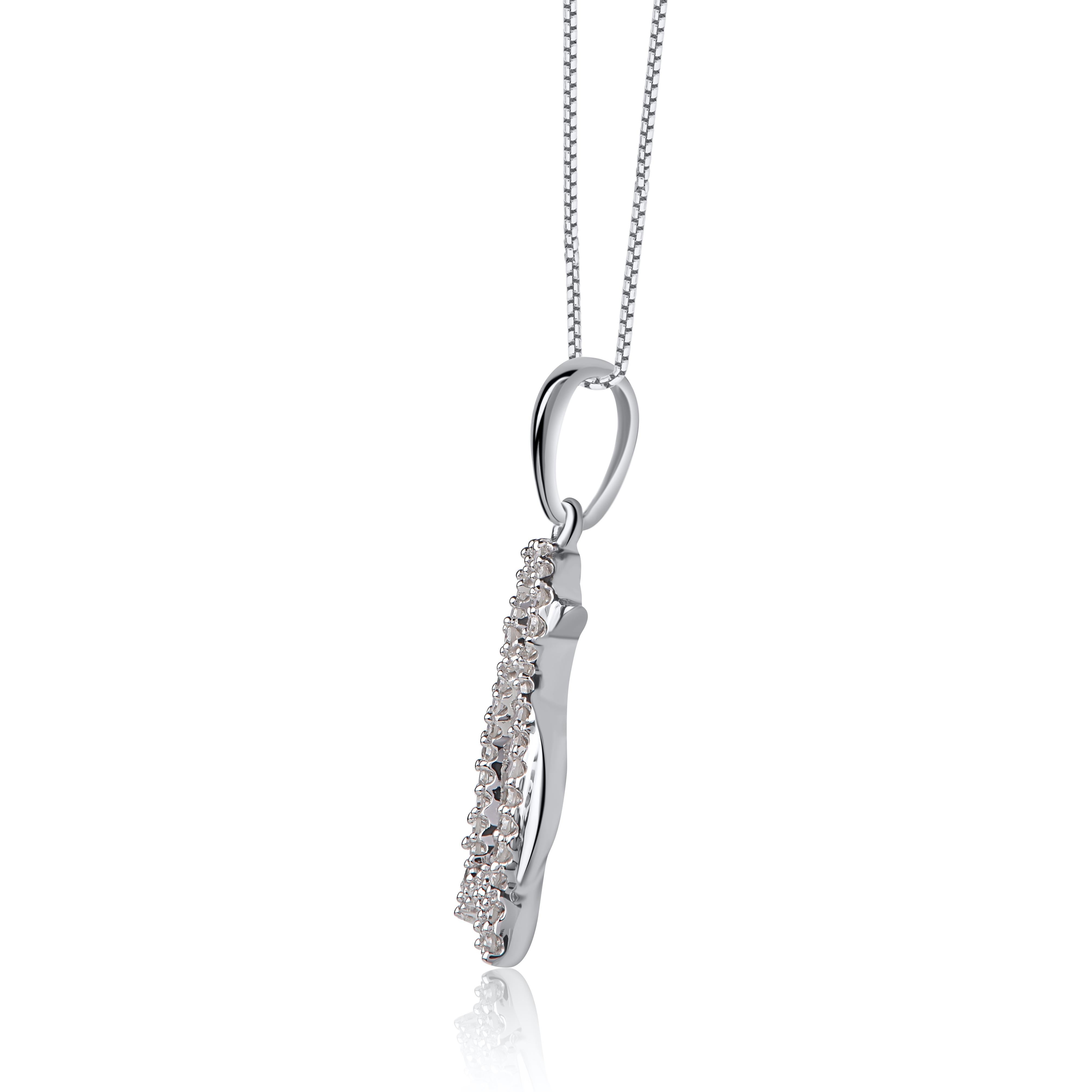 Single Cut TJD 0.12 Carat Natural Round Diamond 14KT White Gold Penguin Pendant Necklace For Sale