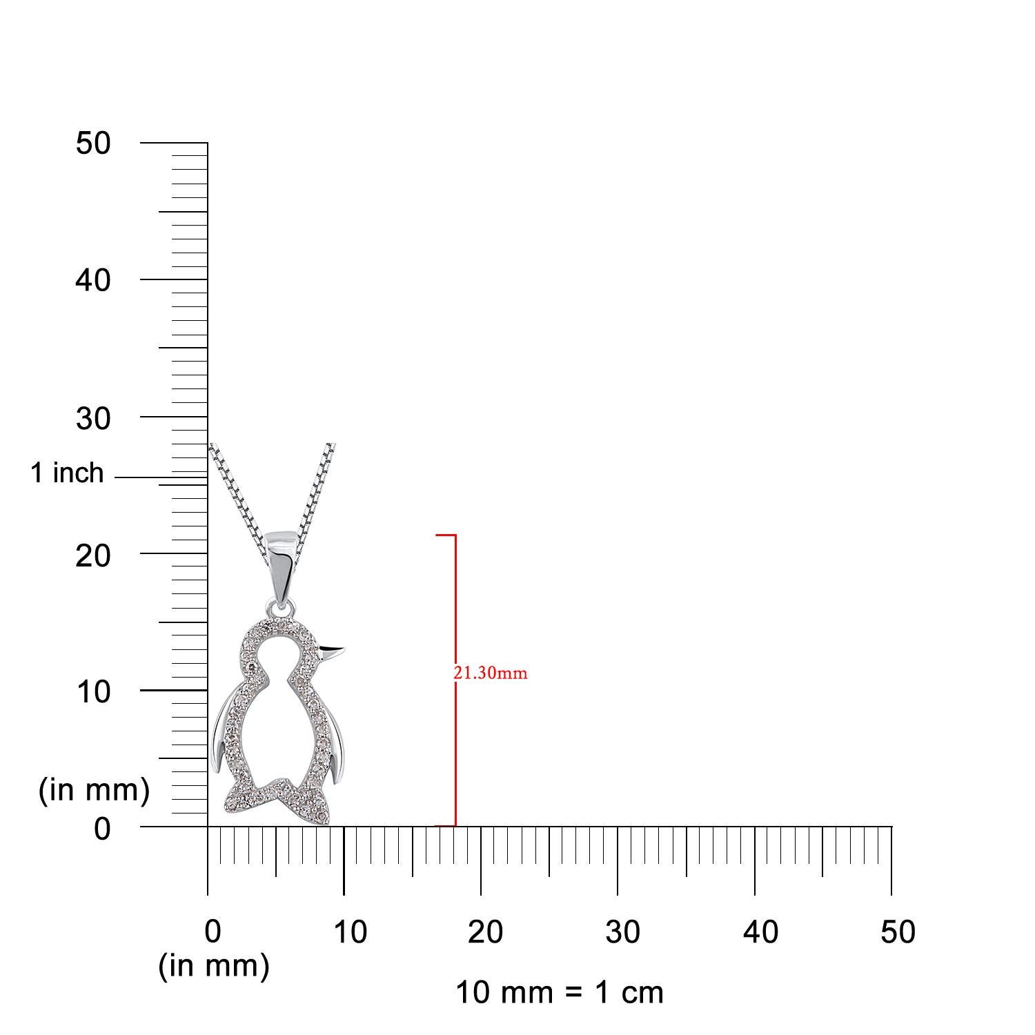 TJD 0.12 Carat Natural Round Diamond 14KT White Gold Penguin Pendant Necklace In New Condition For Sale In New York, NY