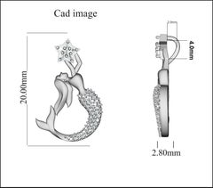 TJD 0.12 Carat Round Diamond 14K Rose Gold Mermaid Motif Star Fashion Pendant