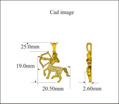 TJD 0.12 Carat Round Diamond 14K Yellow Gold Designer Centaur Diamond Pendant