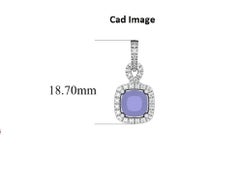 TJD 0.12 CTW Diamond & 6X6MM Cushion Cut Tanzanite 14 K White Gold Halo Pendant