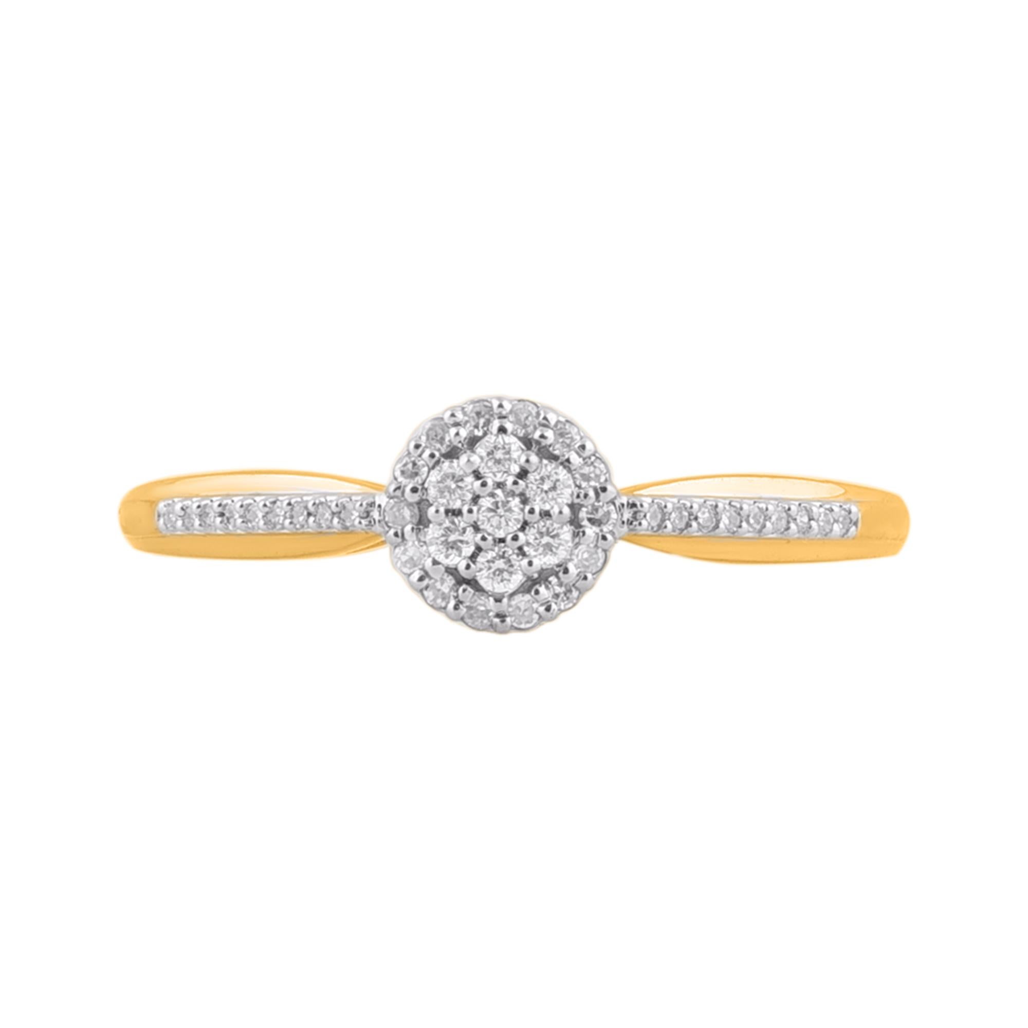 Exprimez votre amour pour elle de la manière la plus classique qui soit avec cette bague en diamant. Fabriqué en or jaune 14 carats. Cette bague de mariage est ornée d'un étincelant diamant rond de 39 ans de taille simple et de taille brillant,