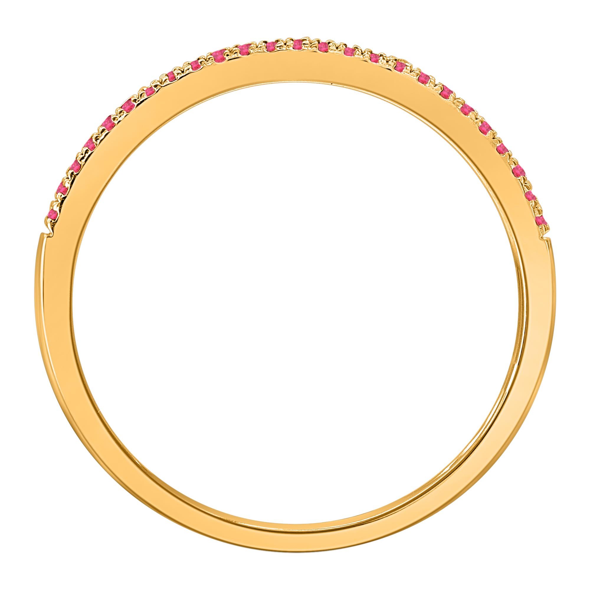 TJD 0.13 Carat Ruby and 0.10 Carat Diamond 14 Karat Yellow Gold 2 Row Band Ring (bague à deux rangs en or jaune 14 carats) Neuf - En vente à New York, NY