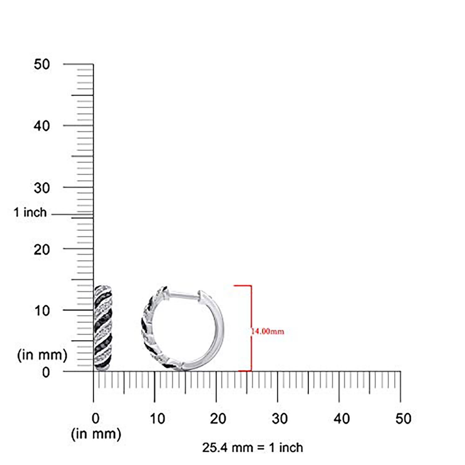 Taille ronde TJD Boucles d'oreilles Huggie en or 14KT avec diamant blanc et traité noir de 0.15 carat en vente