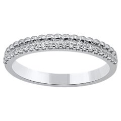 TJD 0.15 Carat Brilliante Cut Diamond 14 Karat White Gold Anniversary Band Ring