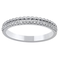 TJD Anillo de Aniversario de Oro Blanco de 14 Kilates con Diamante de Corte Brillante de 0,15 Quilates