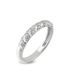 TJD 0.15 Carat Brilliant Cut Diamond 14 Karat White Gold Wedding Band Ring