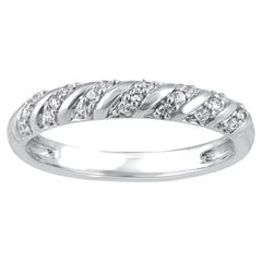 TJD 0.15 Carat Brilliante Cut Diamond 14 Karat White Gold Wedding Band Ring