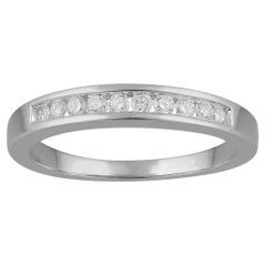 TJD 0.15 Carat Brilliante Cut Diamond 14 Karat White Gold Wedding Band Ring