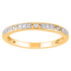 TJD Anillo apilable de oro amarillo de 14 quilates con diamantes talla brillante de 0,15 quilates