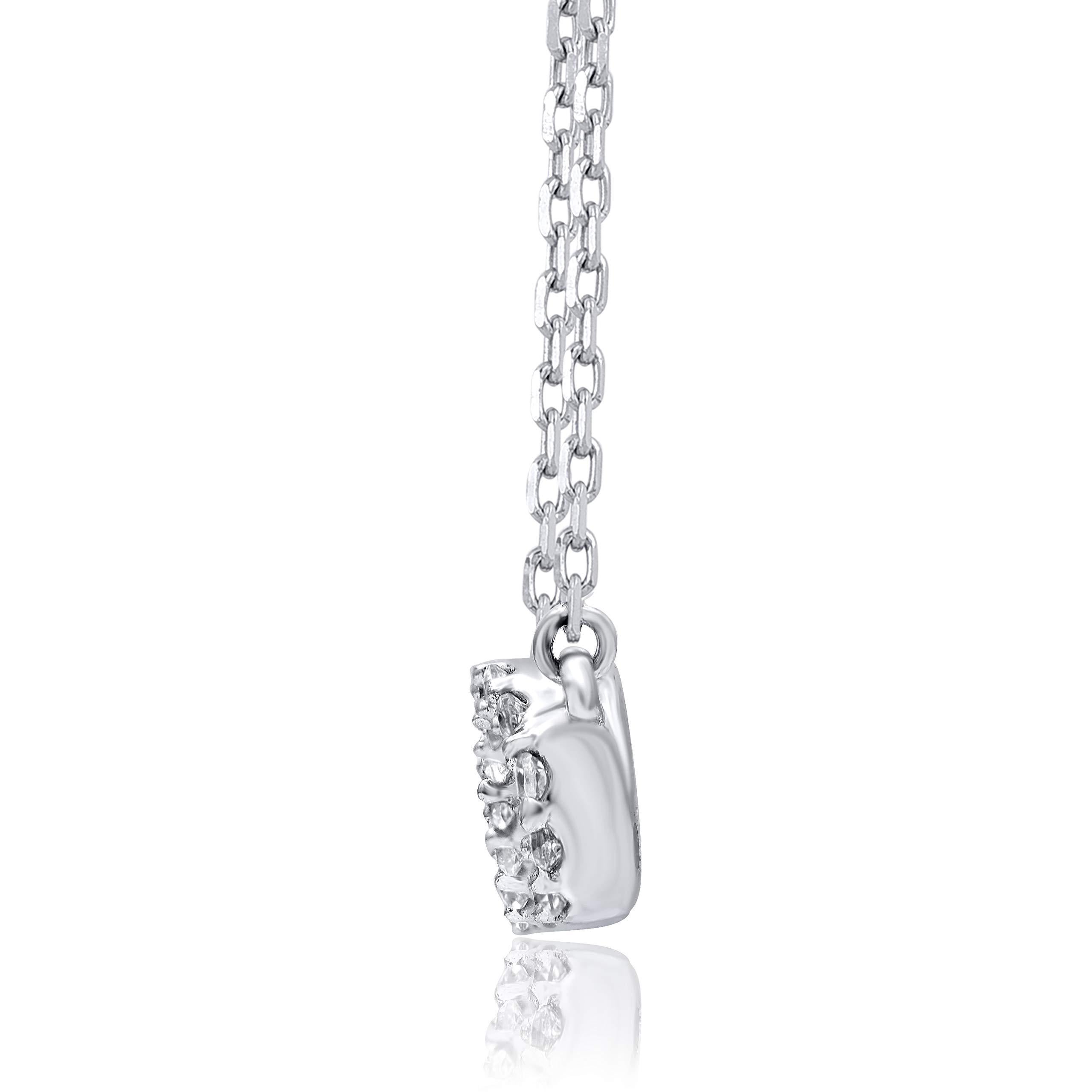 Moderne TJD Collier pendentif infini en or blanc 14KT avec diamant taille brillant de 0,15 carat en vente