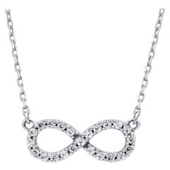 TJD 0.15 Carat Brilliant Cut Diamond 14KT White Gold Infinity Pendant Necklace