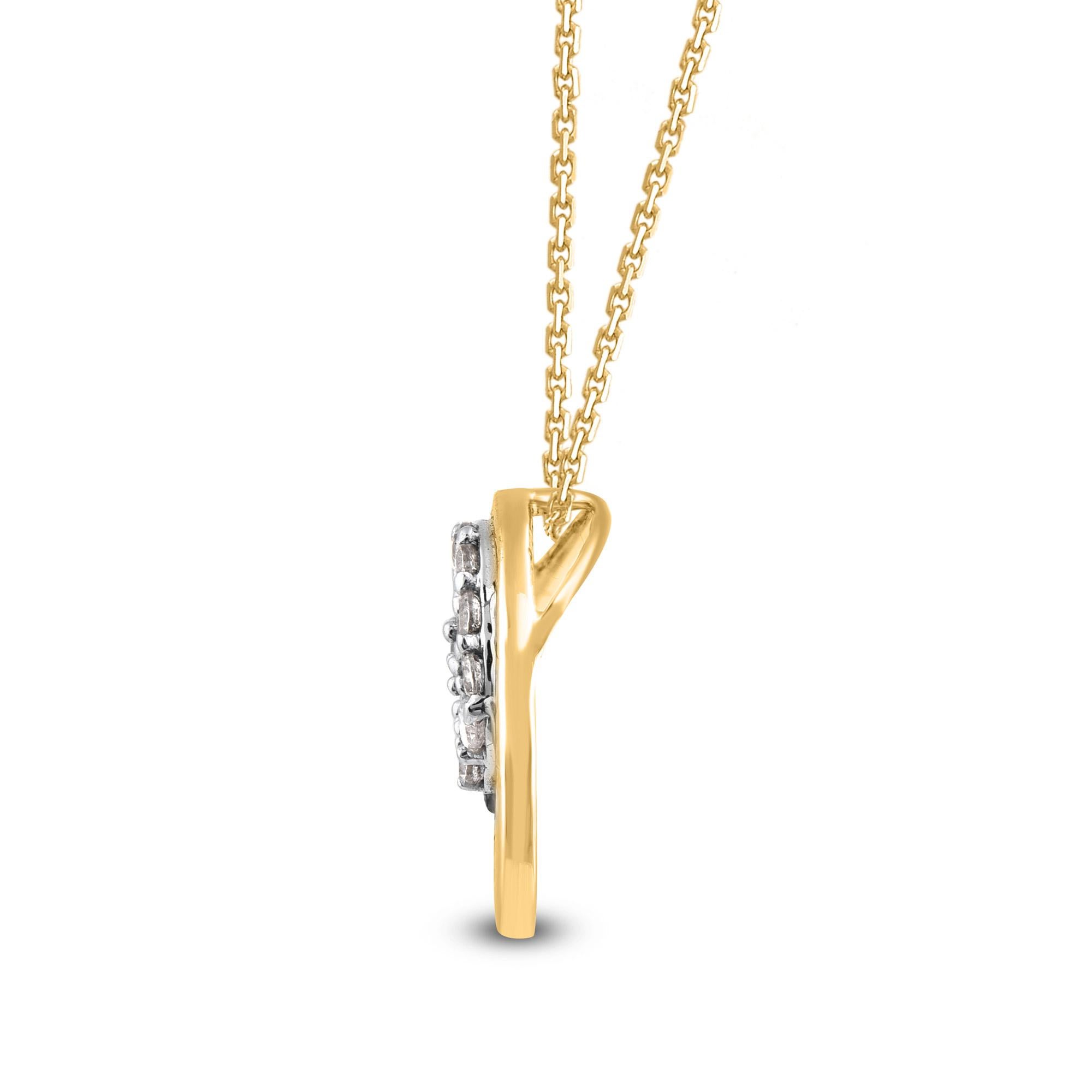 Art Deco TJD 0.15 Carat Brilliant Cut Diamond 14KT Yellow Gold Circle Pendant Necklace For Sale