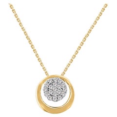 TJD 0.15 Carat Brilliant Cut Diamond 14KT Yellow Gold Circle Pendant Necklace