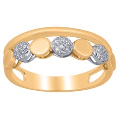 TJD 0.15 Carat Brilliant Cut Diamond 14KT Yellow Gold Wedding Fashion Band Ring