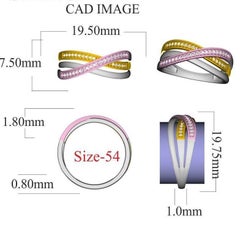 TJD 0.15 Carat Diamond 14 Karat Tri-Color Gold Sparkling Crossover Band Ring
