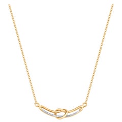 TJD, collana con nodo d'amore in oro giallo 18 KT e diamante da 0,15 carati con catena da 18 pollici