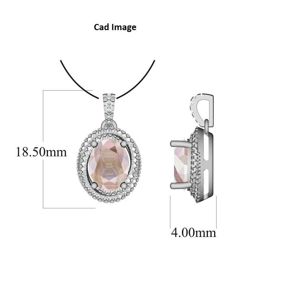 A bright and beautiful choice for any occasion, this sparkling diamond pendant gives her a moment to remember. The pendant is crafted from 14-karat Rose gold and features Round Brilliant 53 white diamonds and 1 natural Morganite, micro-prong and