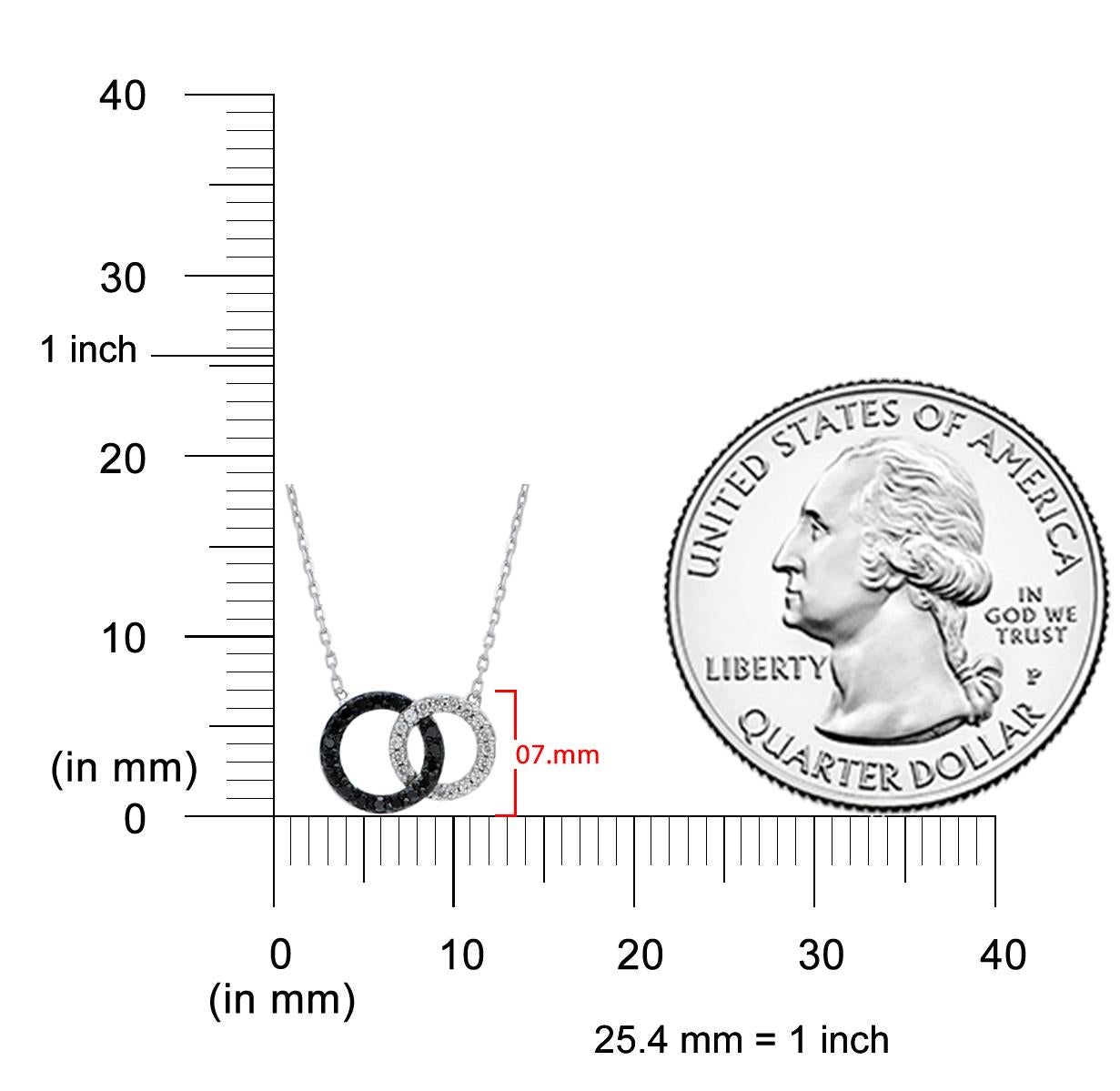 Taglio rotondo TJD - Collana a cerchi intrecciati con diamanti naturali da 0,15 carati in oro 14 carati in vendita