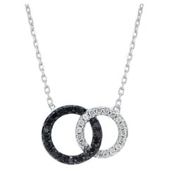 TJD - Collana a cerchi intrecciati con diamanti naturali da 0,15 carati in oro 14 carati