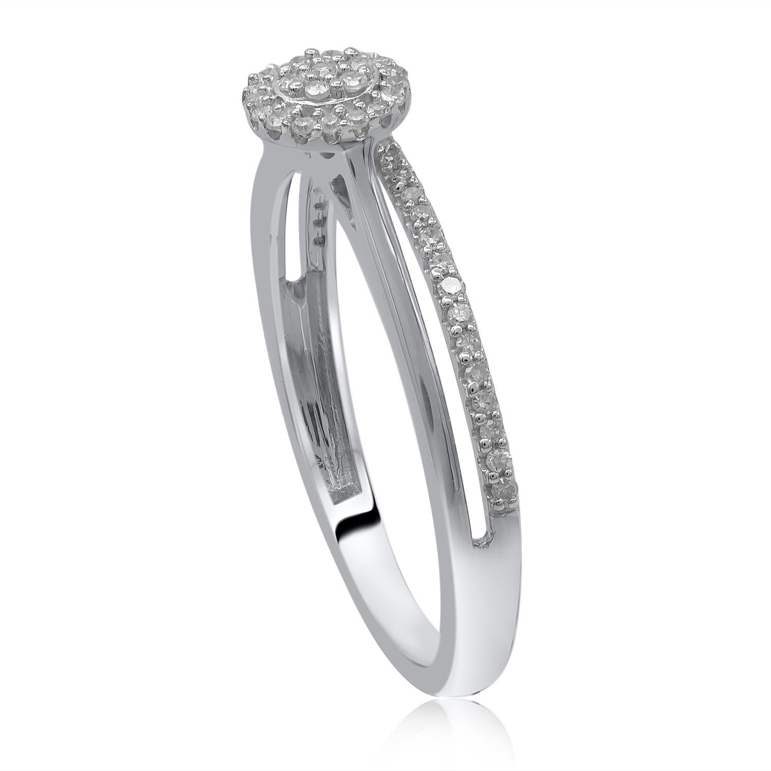 Contemporaneo TJD 0,15 carati di diamante naturale in oro bianco 14 carati Anello di fidanzamento a gambo diviso in vendita