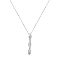 TJD 0.15 Carat Natural Diamond 14 Karat White Gold Vertical Bar Pendant Necklace