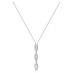 TJD Collar Colgante Barra Vertical 0,15 Quilates Diamante Natural Oro Blanco 14 Kilates