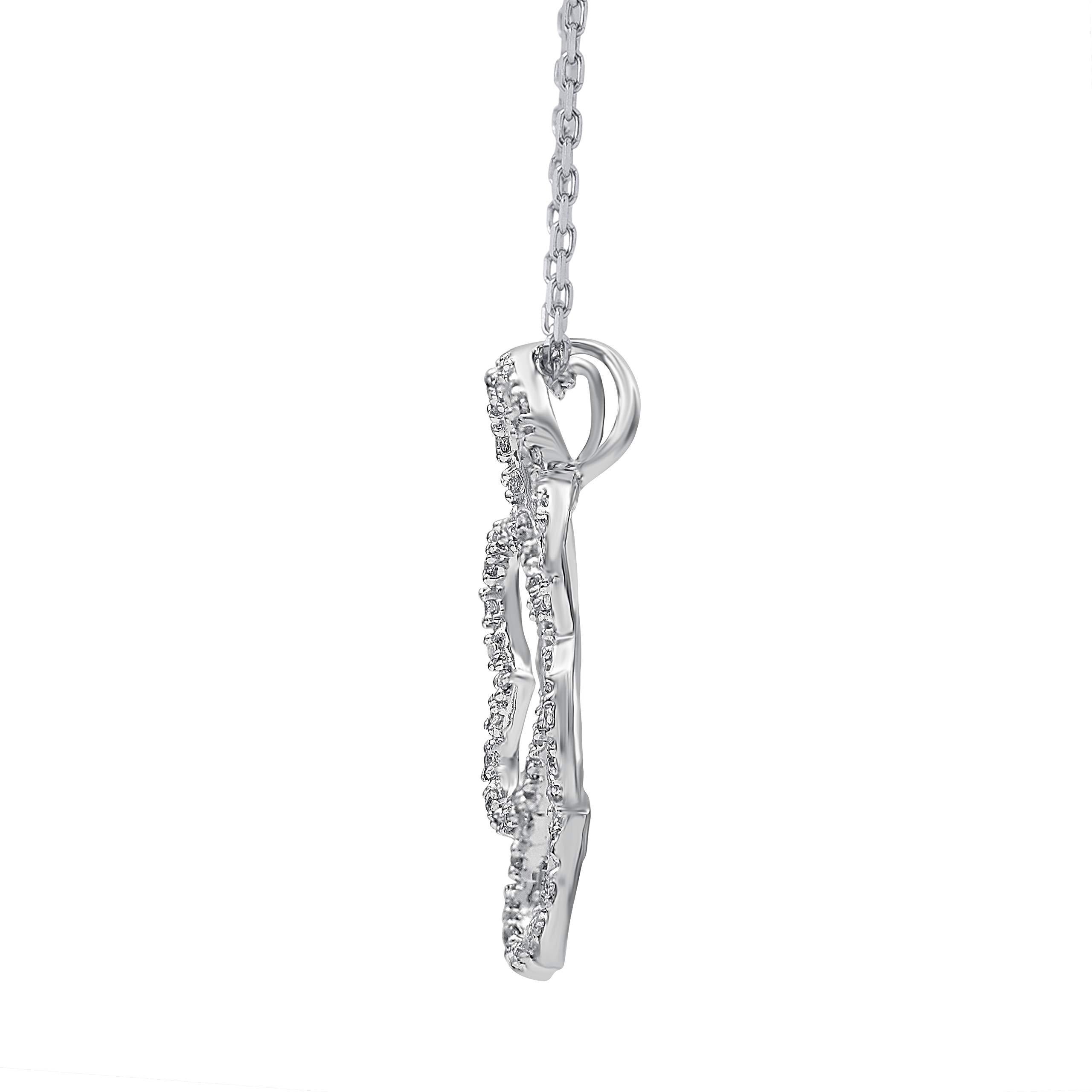 Moderno TJD 0,15 carati di diamante naturale in oro 14KT Ciondolo a forma di cuore con quadrifoglio in vendita