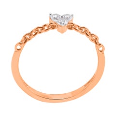 TJD 0.15 Carat Natural Round Diamond 14 Karat Rose Gold Three Stone Ring