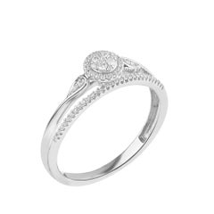 TJD 0.15 Carat Natural Round Diamond 14 Karat White Gold Engagement Ring