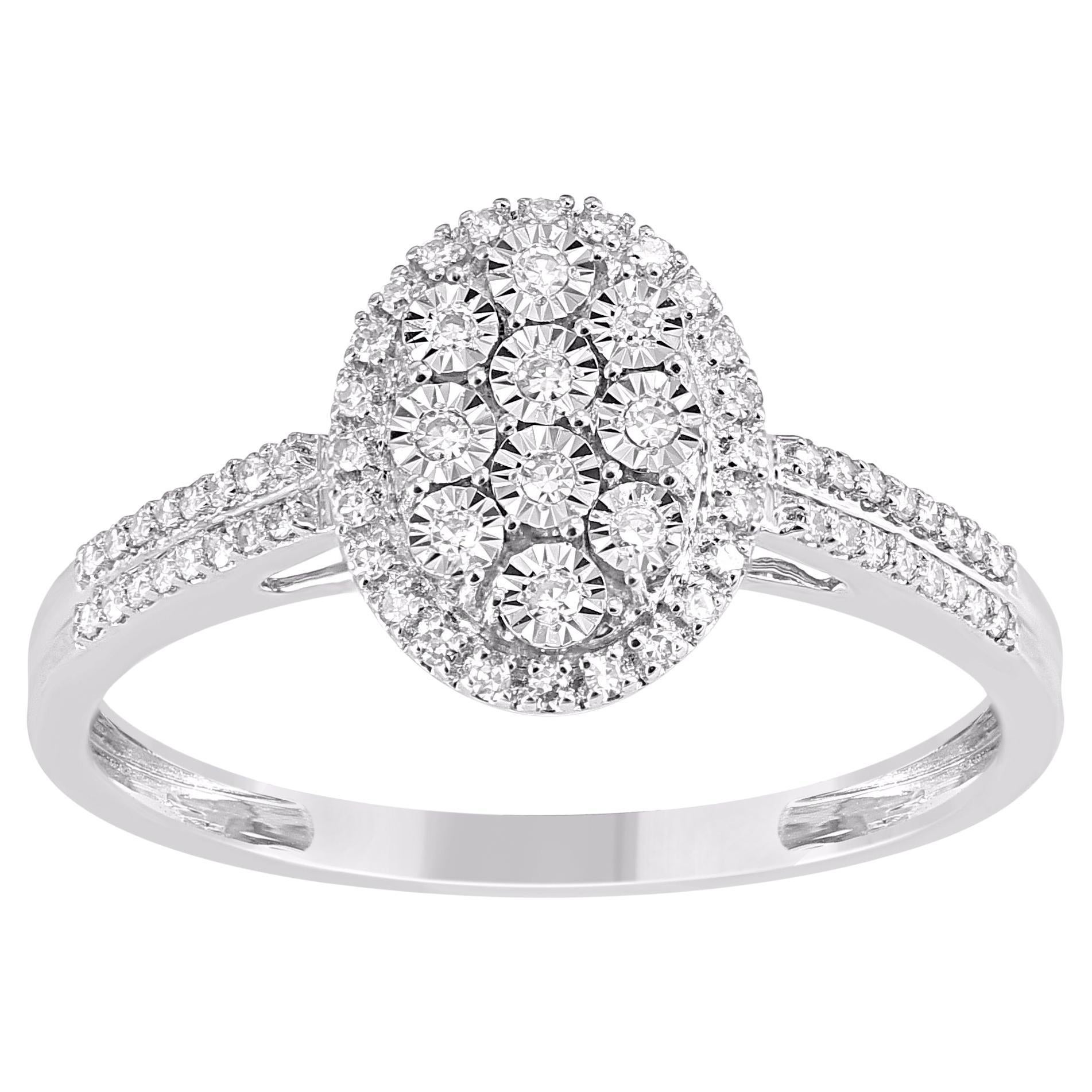 TJD 0.15 Carat Natural Round Diamond 14 Karat White Gold Engagement Ring