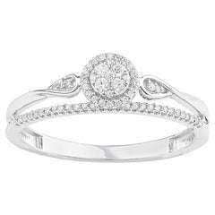 TJD 0.15 Carat Natural Round Diamond 14 Karat White Gold Engagement Ring