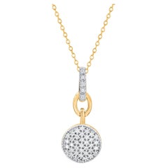 TJD 0.15 Carat Natural Round Diamond 14KT Yellow Gold Circle Pendant Necklace