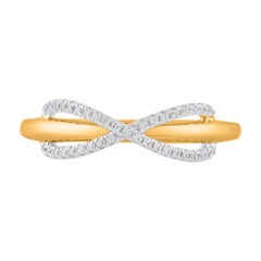 TJD 0.15 Carat Natural Round Diamond 14KT Yellow Gold Infinity Ring