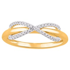 TJD 0.15 Carat Natural Round Diamond 14KT Yellow Gold Infinity Ring