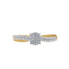 TJD 0,15 Karat natürlicher runder Diamant-Verlobungsring aus 14KT Gelbgold
