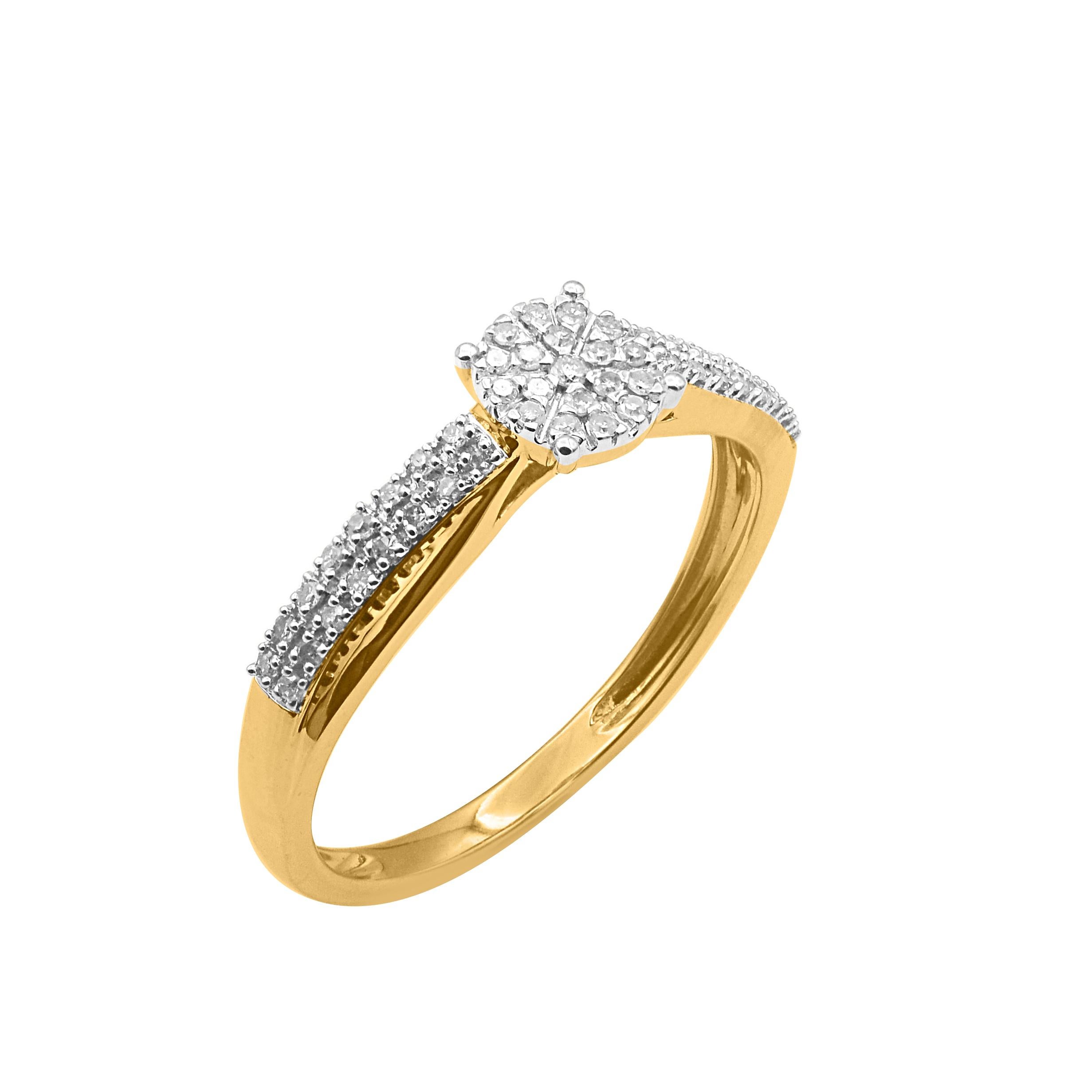 Contemporary TJD 0.15 Carat Natural Round Diamond Engagement Ring in 14KT Yellow Gold For Sale